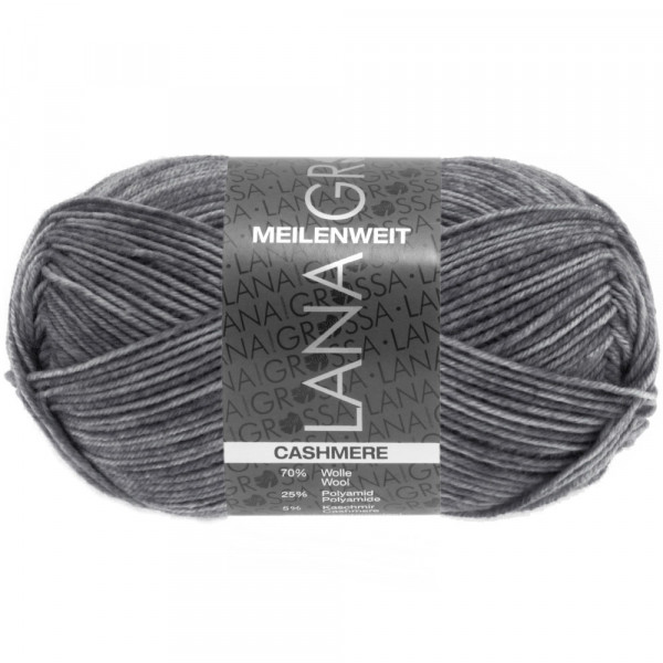 Lana Grossa Meilenweit 50 Cashmere 007 Mittelgrau meliert 50g