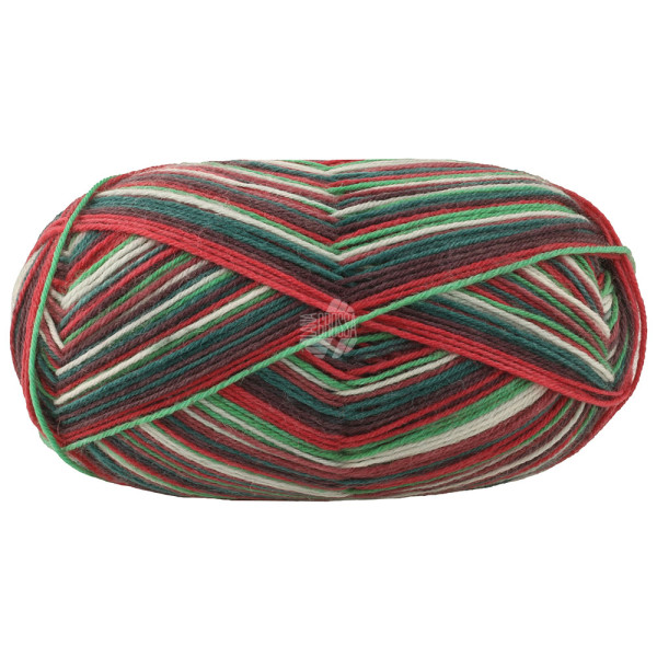 Lana Grossa Meilenweit 100 Merino Christmas 6799 Dunkelgrün/Grün/Rot/Weiß