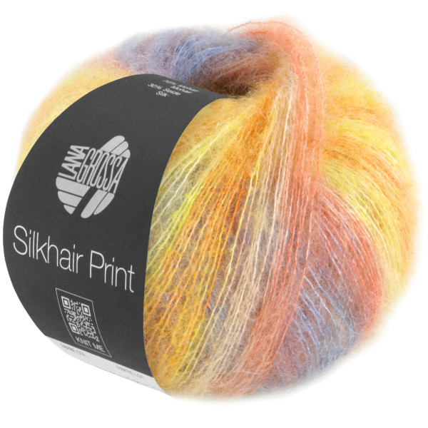 Lana Grossa Silkhair Print 423 Gelb/Orange/Graurosa/Jeans/Rosabeige/Lachs 25g