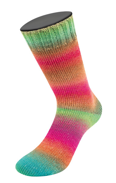 Lana Grossa Meilenweit 100 Color Mix Sparks 7618 Himbeer/Rost/Graugrün/Türkis/Jade/Fuchsia
