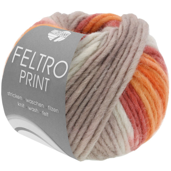 Lana Grossa Feltro Print 394 Beige/Taupe/Rost/Orange 50g