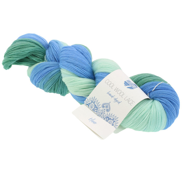 Lana Grossa Cool Wool Lace Hand-Dyed 822 Haar Seegrün/Himmelblau/Türkis/Lichtblau 100g