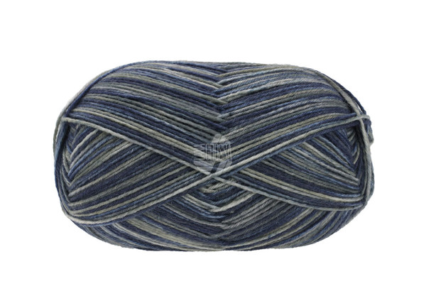 Lana Grossa Meilenweit 6-fach 150 Merino Print 602 Grau/Natur/Jeans/Marine 150g