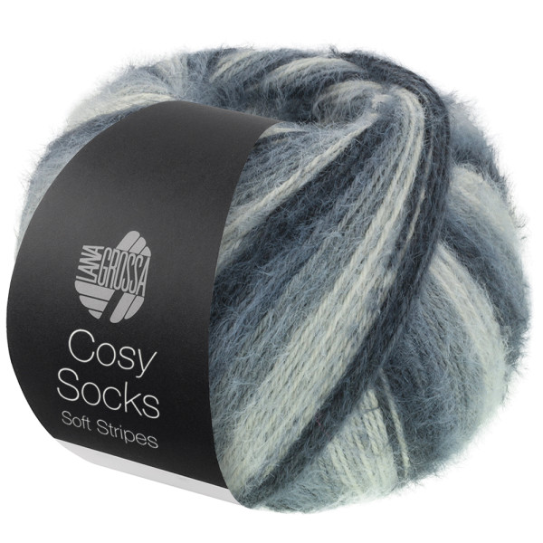 Lana Grossa Cosy Socks Soft Stripes 104 Anthrazit/Dunkel-/Maus-/Hellgrau 100g