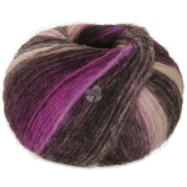 Lana Grossa Bomba 010 Orchidee/Brombeer/Graubeige/Graugrün/Dunkelgrau100g