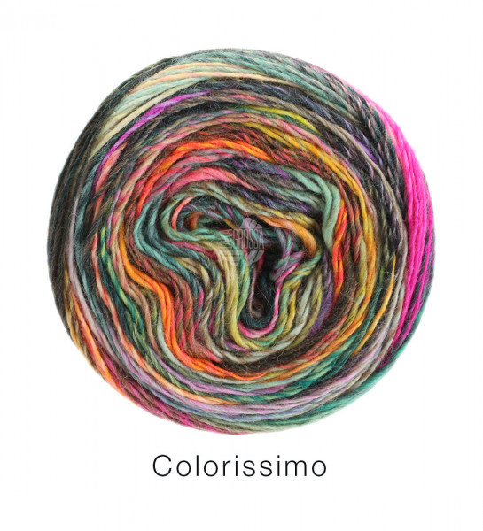 Lana Grossa Colorissimo 010 Senf/Petrol/Lachs/Pink/Orchidee/Mint/Dunkel-grün