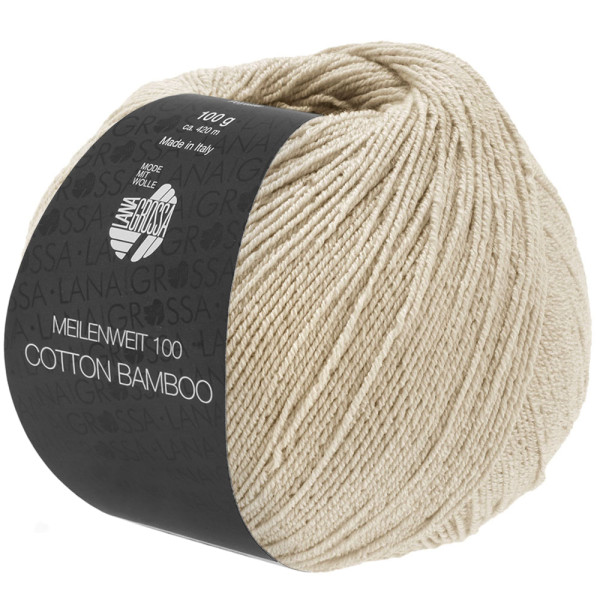 Lana Grossa Meilenweit 100 Cotton Bamboo Uni 033 Leinen 100g