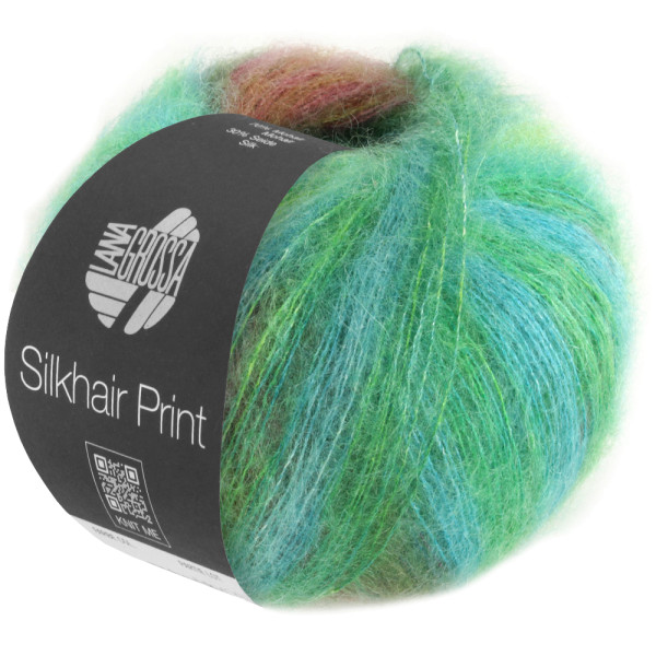 Lana Grossa Silkhair Print 422 Jade/Gelbgrün/Petrol/Oliv/Ocker/Beere 25g