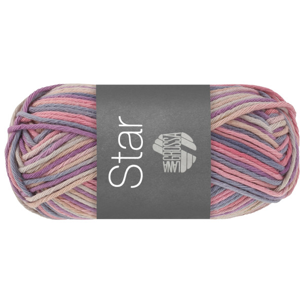Lana Grossa Star Print 366 Hellgrau/Pink/Violett/Graublau/Rosabeige 50g