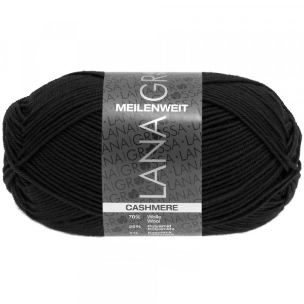 Lana Grossa Meilenweit 50 Cashmere 008 Schwarz 50g