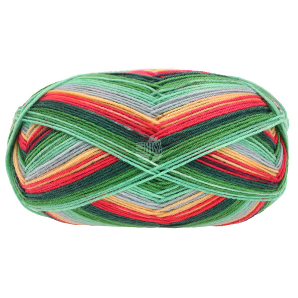 Lana Grossa Meilenweit 100 Merino Christmas 6798 Rot/Weiß/Grün/Dunkelgrün