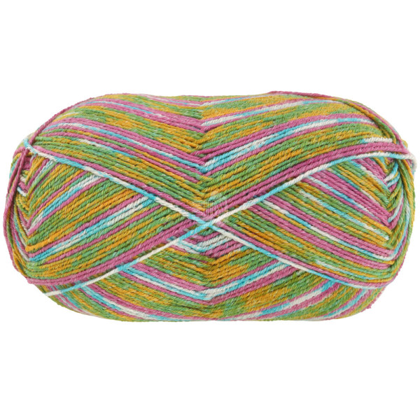 Lana Grossa Meilenweit 100 Cotone Vegano Baia 1516 Pink/Türkis/Creme/Hellorange/Grüngelb 100g