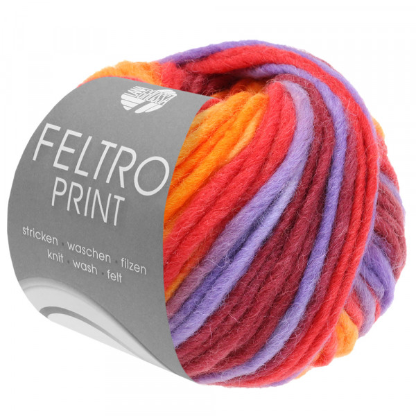 Lana Grossa Feltro Print 388 Lachs/Himbeer/Lila/Orange/Bordeaux 50g