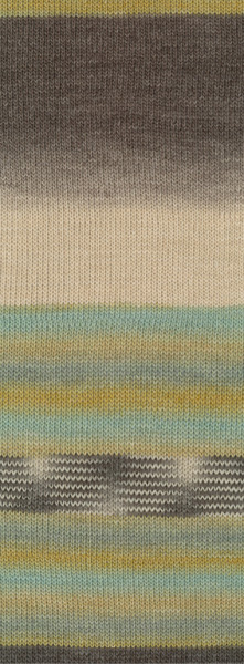 Lana Grossa Gomitolo Dipinto 2011 Graubraun/Natur/Mint/Senfgelb 200g