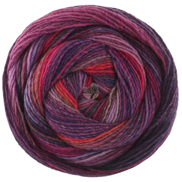 Lana Grossa Gomitolo Intenso 233 Pink/Fuchsia/Rosa/Erika/Graulila/Orchidee/Kobaltblau200g