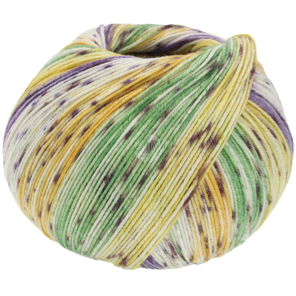 Lana Grossa Meilenweit 100 Seta Cocoon 3362 Ecru/Zwetschge/Grün/Apricot/Lila/Gelb 100g