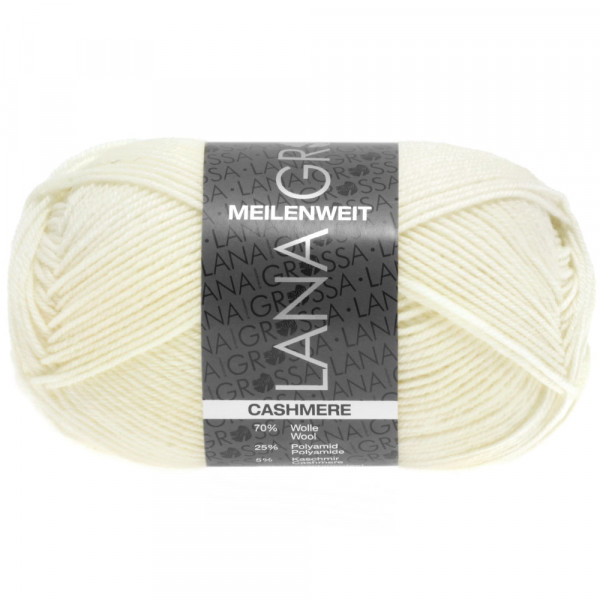 Lana Grossa Meilenweit 50 Cashmere 001 Rohweiß 50g