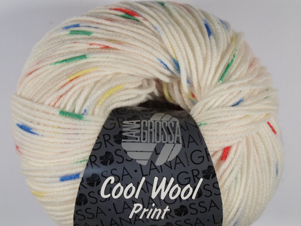 Lana Grossa Cool Wool 2000 Print Punto - Weiß/Rot/Grün/Blau/Gelb