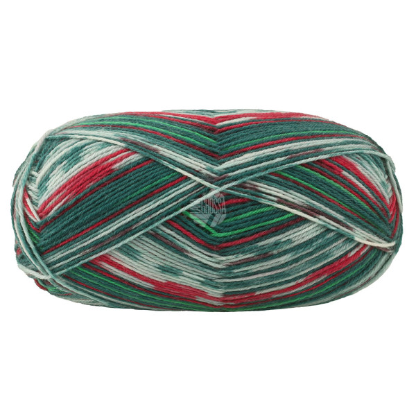 Lana Grossa Meilenweit 100 Merino Christmas 6800 Dunkelgrün/GRün/Rot/Weiß