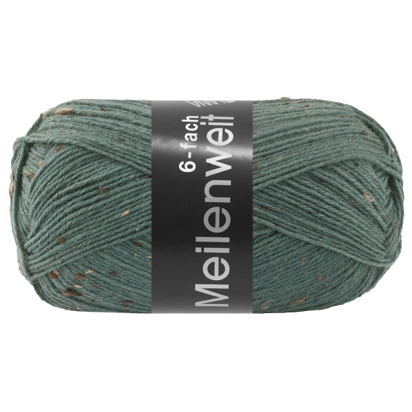 Lana Grossa Meilenweit 6-Fach 150 Tweed 9686 Graugrün 150g