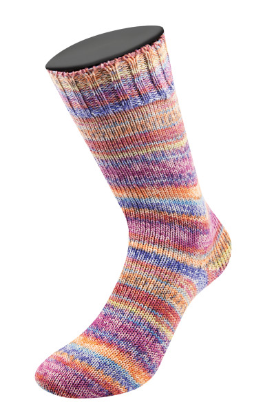 Lana Grossa Landlust die Sockenwolle Seide 335 Orange/Grau/Zitrusgelb/Hellblau/Blau/Violett/Fuchsia