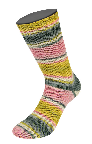 Landlust Die Sockenwolle 115 Rosa/Gelb/Dunkelgrau/Natur 100g