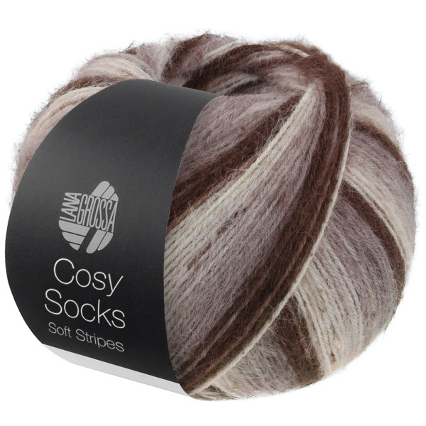 Lana Grossa Cosy Socks Soft Stripes 103 Mokka/Graubraun/Beige/Creme 100g