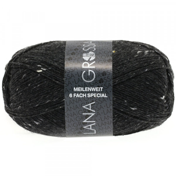 Lana Grossa Meilenweit 6-fach 150 Tweed 8837 Anthrazit 150g