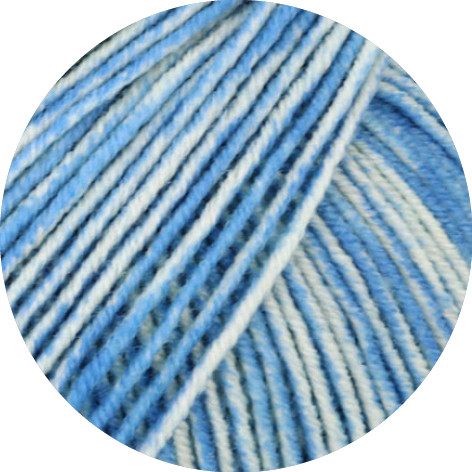 Lana Grossa Cool Wool Print 6523 Neonblau/Zartblau 50g