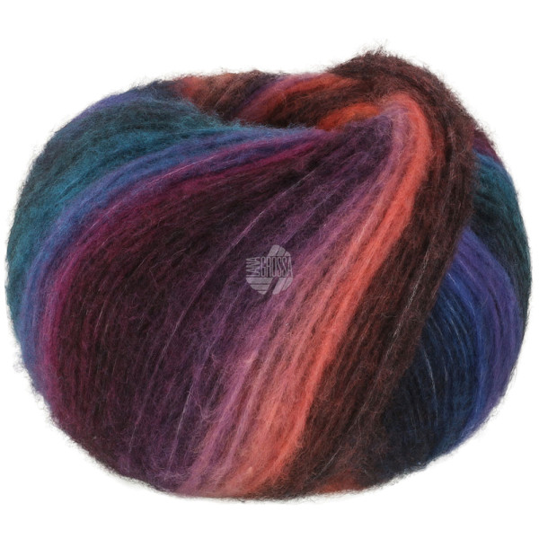 Lana Grossa Bomba 003 Lachs/Graurot/Dunkelviolett/Türkisblau/Blaupetrol/Royal100g