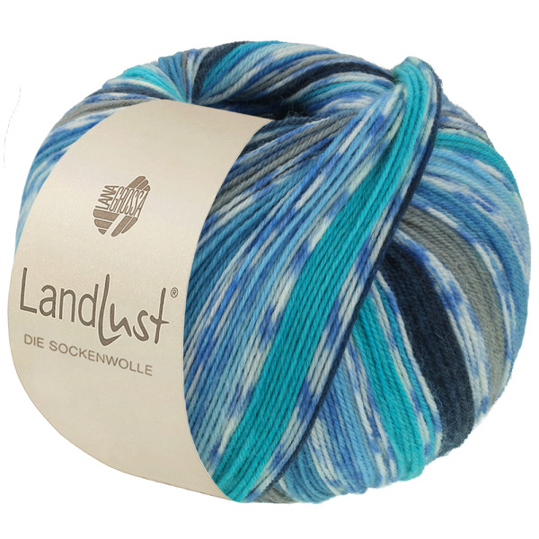 Lana Grossa Landlust Die Sockenwolle 823 Dunkelgrau/Schwarz/Seegrün/Türkis/Royal/Petrolblau/ Rohweiß