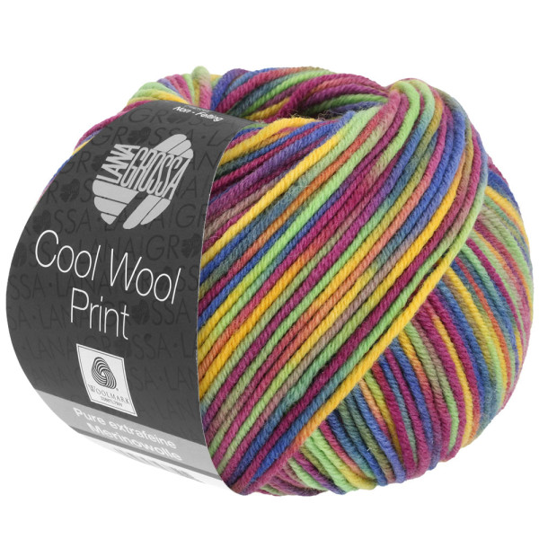 Lana Grossa Cool Wool 2000 Print 826 Gelb/Resedagrün/Fuchsia/Taupe/Blau/Orange 50g