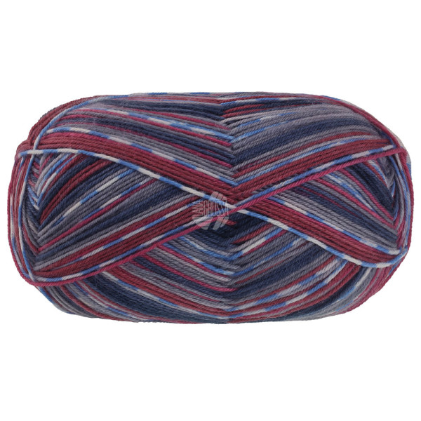 Lana Grossa Meilenweit 100 Merino Extrafein Coccole 3803 Blau/Weiß/Burgund/Dunkelrot/Grau/Dunkel-/S