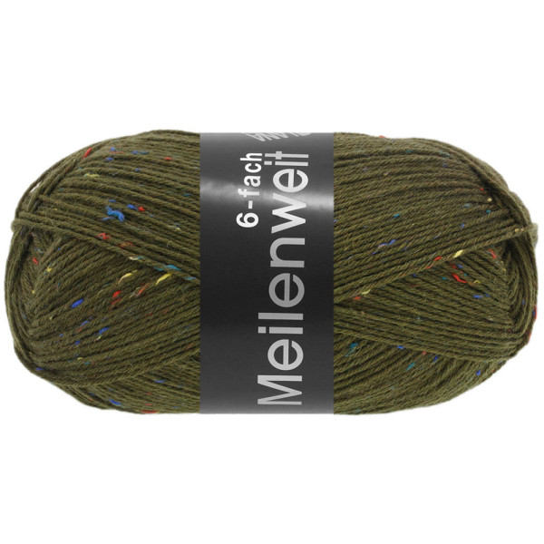 Lana Grossa Meilenweit 6-fach 150 Tweed 9248 Oliv 150g