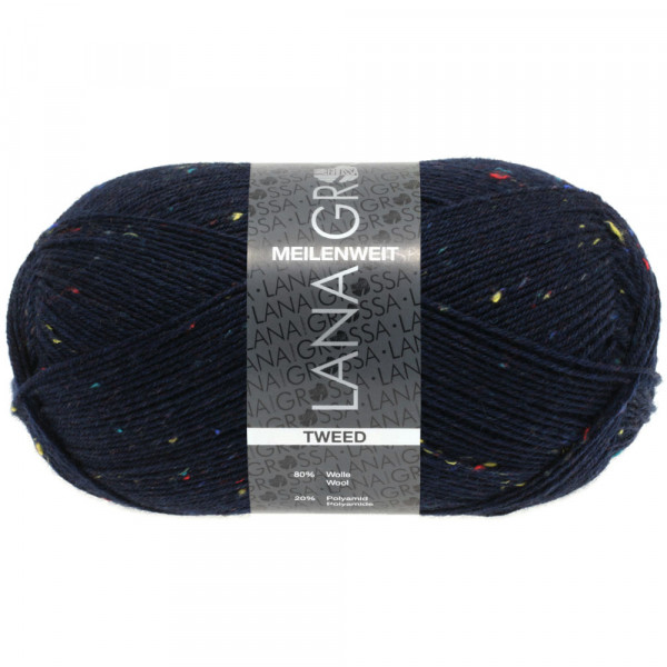 Lana Grossa Meilenweit 100 Tweed 112 Dunkelblau 100g