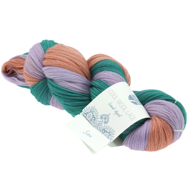 Lana Grossa Cool Wool Lace Hand-Dyed 816 Sara Petrol/Rosenholz/Lavendel 100g