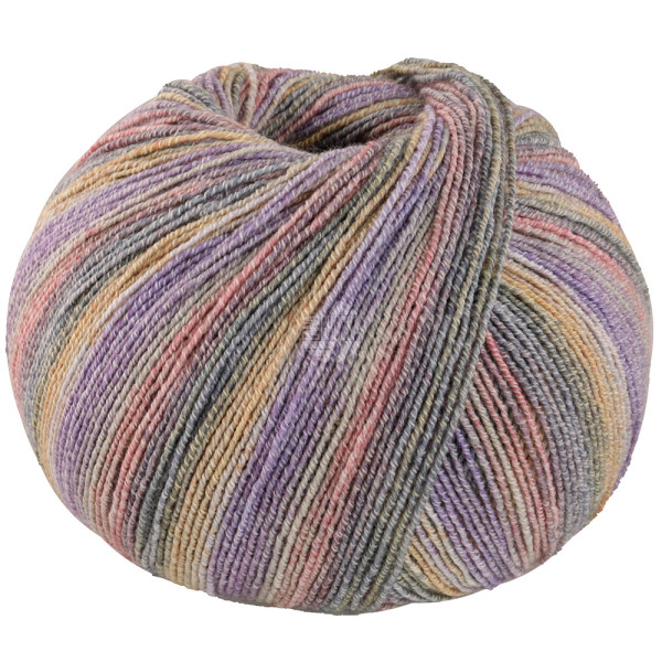 Lana Grossa Meilenweit 100 Cotton Bamboo Sole Mix 6415 Zartgrau/Blaulila/Altrosa/Grau/Safrangelb