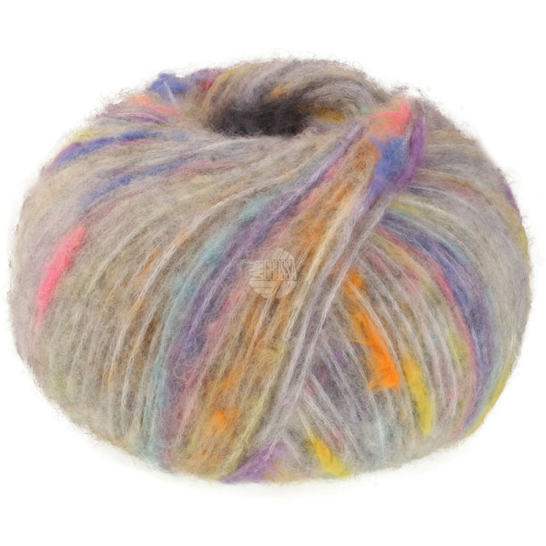 Lana Grossa Cassata 012 Hellgrau/Violett/Saphirblau/Zartgelb/Graurosa/Pfirsich