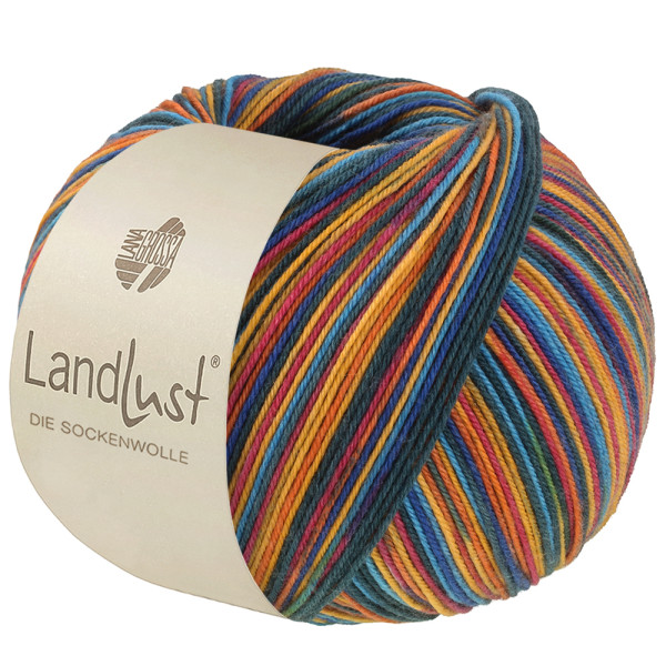 Lana Grossa Landlust Die Sockenwolle Seide 365 Himbeer/Safrangelb/Orange/Türkis/Tief-/Maigrün/ Dunke