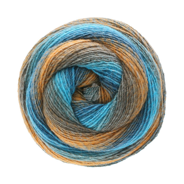 Lana Grossa Gomitolo Versione 428 Petrolblau/Graubraun/Taupe/Orange/Marine 