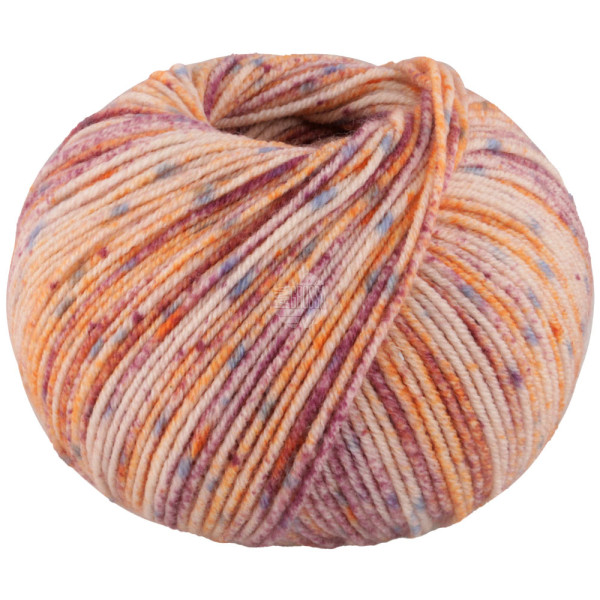 Lana Grossa Cool Wool Spots 5008 Creme/Brombeer/Orange/Jeansblau