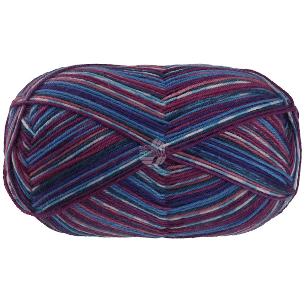 Lana Grossa Meilenweit 100 Merino Extrafein Coccole 3808 Anthrazit/Hellrot/Hellblau/Weiß/Rotviolet