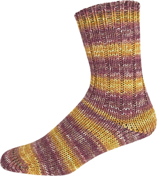 OnLine Supersocke 6-fach Merino Color River 2703 Beere/Ocker/Weiß