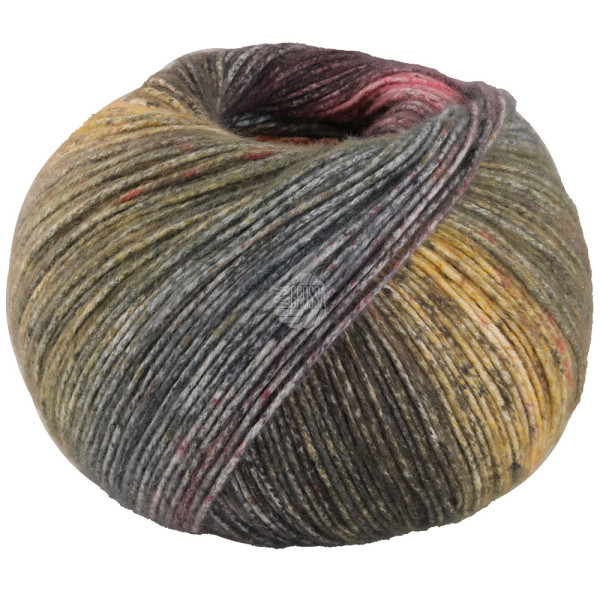 Lana Grossa Gomitolo Mambo 2032 Umbra/Dunkelgrau/Brombeer/Nelkenrosa/Senfgelb/Moosgrün/Orange