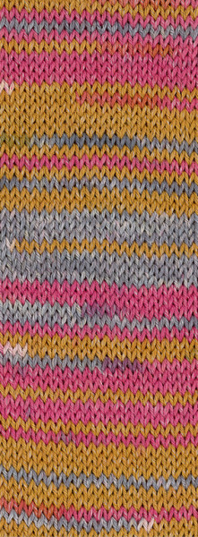 Lana Grossa Meilenweit 100 Cotone Vegano Frutti 8207 Orangebraun/Himbeerrot/Grau 100g