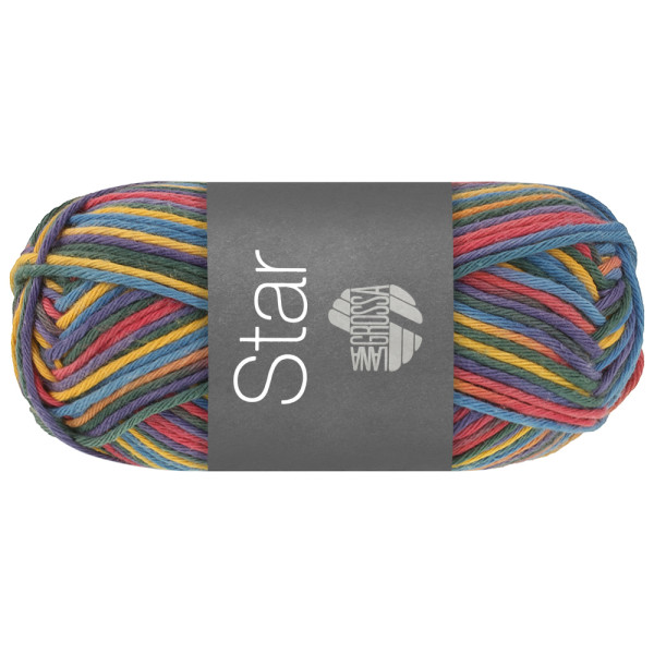Lana Grossa Star Print 369 Gelb/Lachsrot/Opalgrün/Blau/Blauviolett 50g