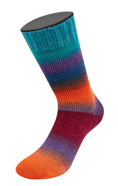 Lana Grossa Meilenweit 100 Color Mix Sparks 7616 Lachsrot/Dunkelblau/Royal/Türkis/Rotviolett/Fuchsia