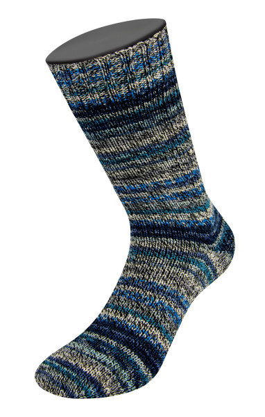 Lana Grossa Meilenweit 100 Merino Denim Mix 2608 Hellgrau/Schwarz/Grau/Weiß/Petrol/Blau 100g