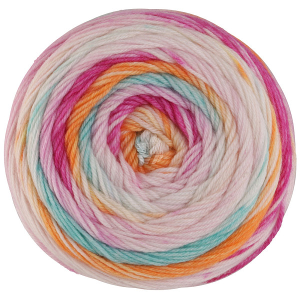Lana Grossa Meilenweit 100 Dusk 6209 Fuchsia/Pink/Creme/Zitrusgelb/Türkis/Orange 100g