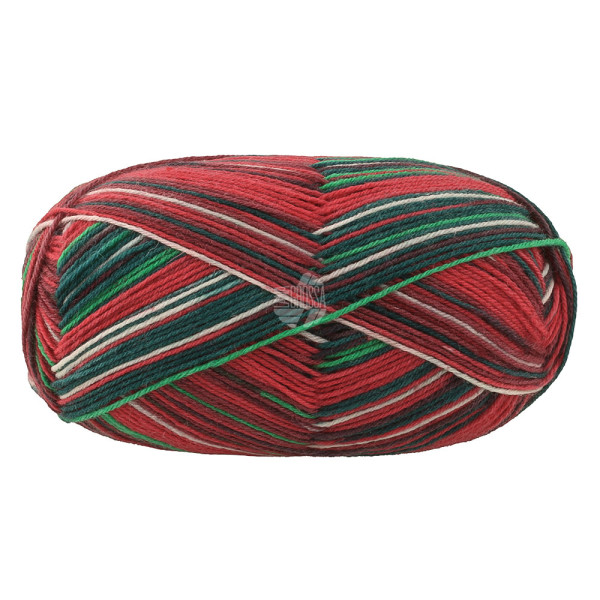 Lana Grossa Meilenweit 100 Merino Christmas 6801 Hellrot/Rot/Grün/Weiß